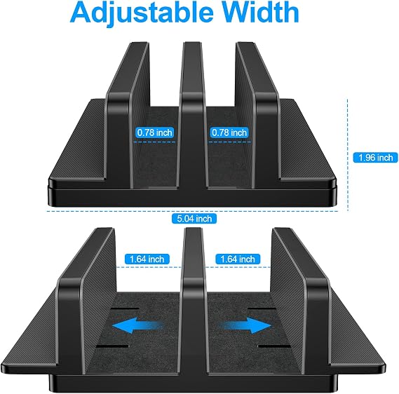 Vertical Laptop Stand, Laptop Holder with Adjustable Dock | ABS Dual Slots Computer Holder Compatible with Smartphones, Tablet, Book, Document, Laptops(Up to 17.3 inches) and More