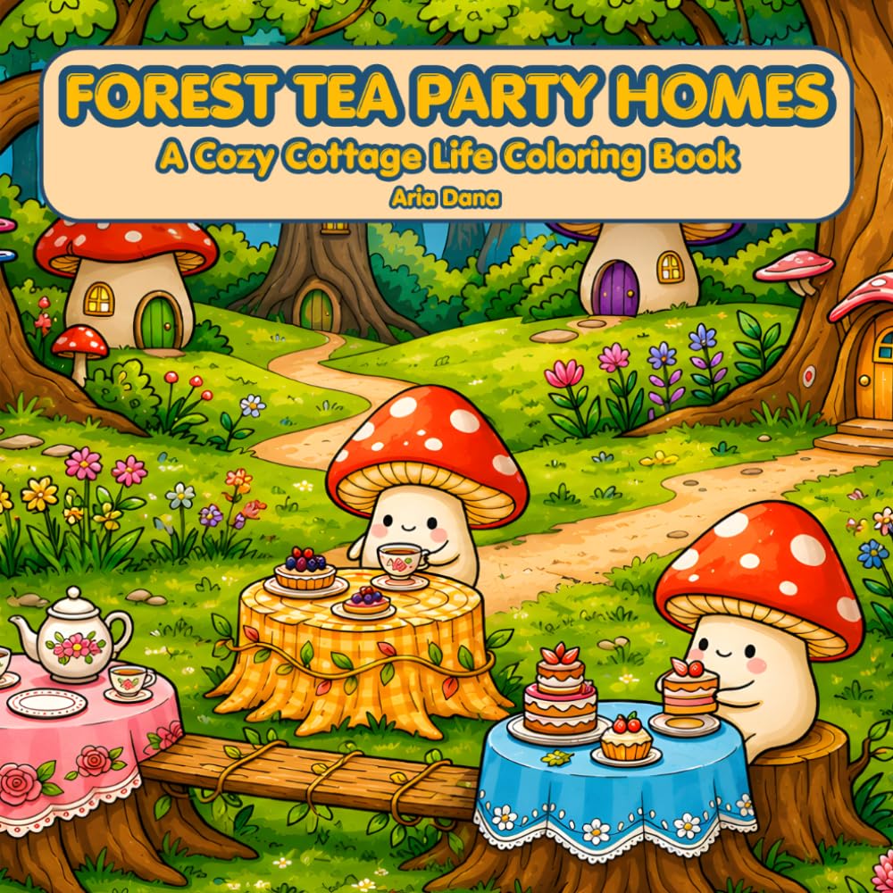 Forest Tea Party Homes A Cozy Cottage Life Coloring Book: Whimsical Tea Party Scenes, Cozy Forest Gatherings, and Relaxing Cottagecore Coloring Pages (Mushroom Cottage Life Coloring Collection)
