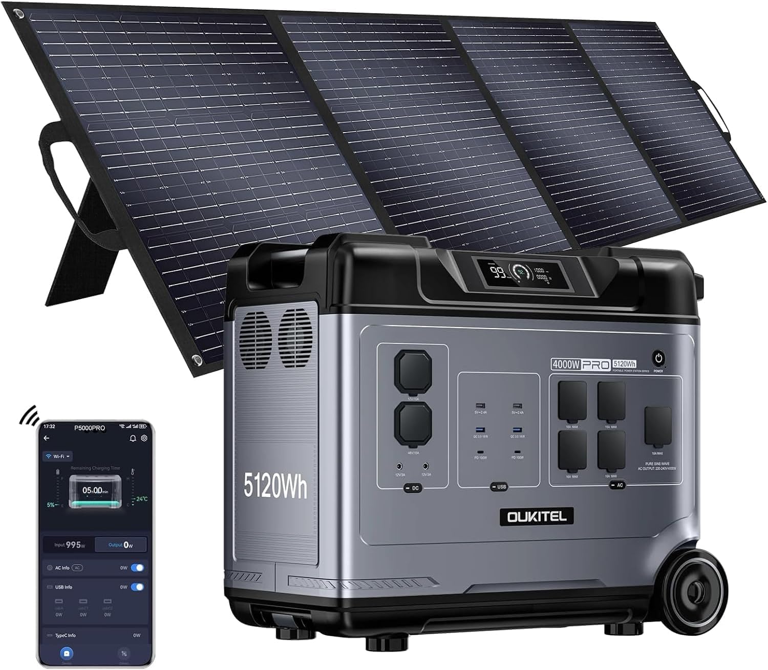 OUKITEL P5000 Pro Estacion de Energia Portatil 4000W, 5120Wh Generador Solar, Batería LiFePO4, Carga Rápida en 2.2 h, 15 Porte, Power Station para Camping, Caravana y Emergencias — view 10