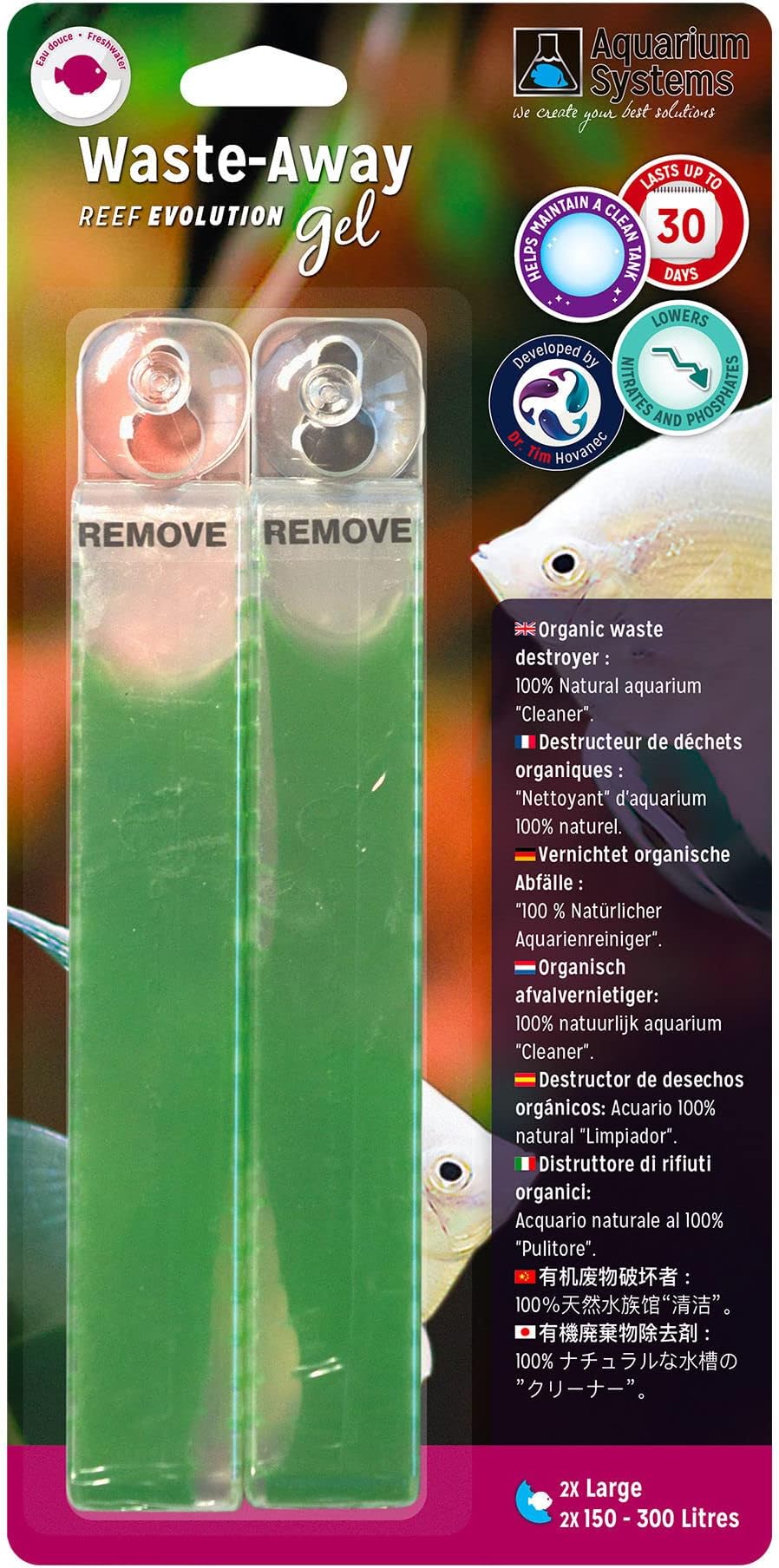 Aquarium Systems Dr Tims Freshwater Waste Away Slow Release Gel - Lowers Nitrates & Phosphates for up to 30 days! (Large Dual 60 day)