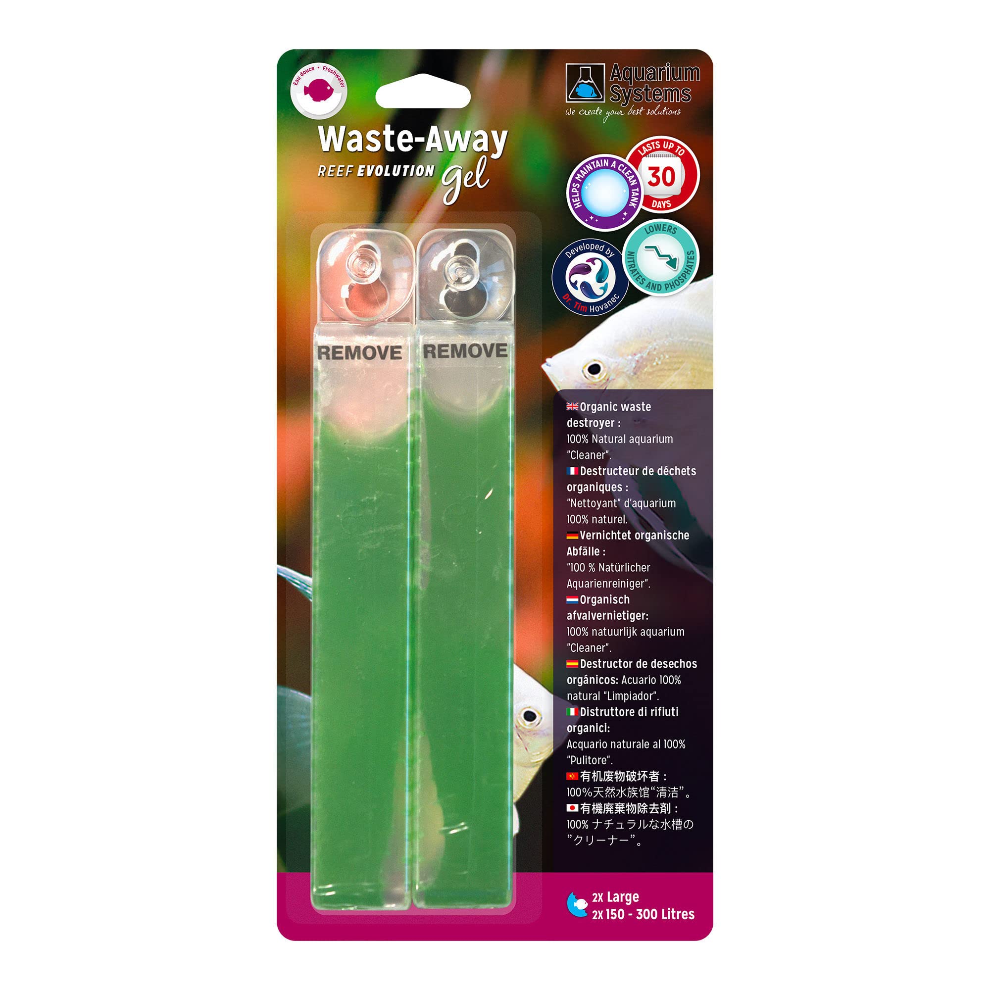 Aquarium Systems Dr Tims Freshwater Waste Away Slow Release Gel - Lowers Nitrates & Phosphates for up to 30 days! (Large Dual 60 day)