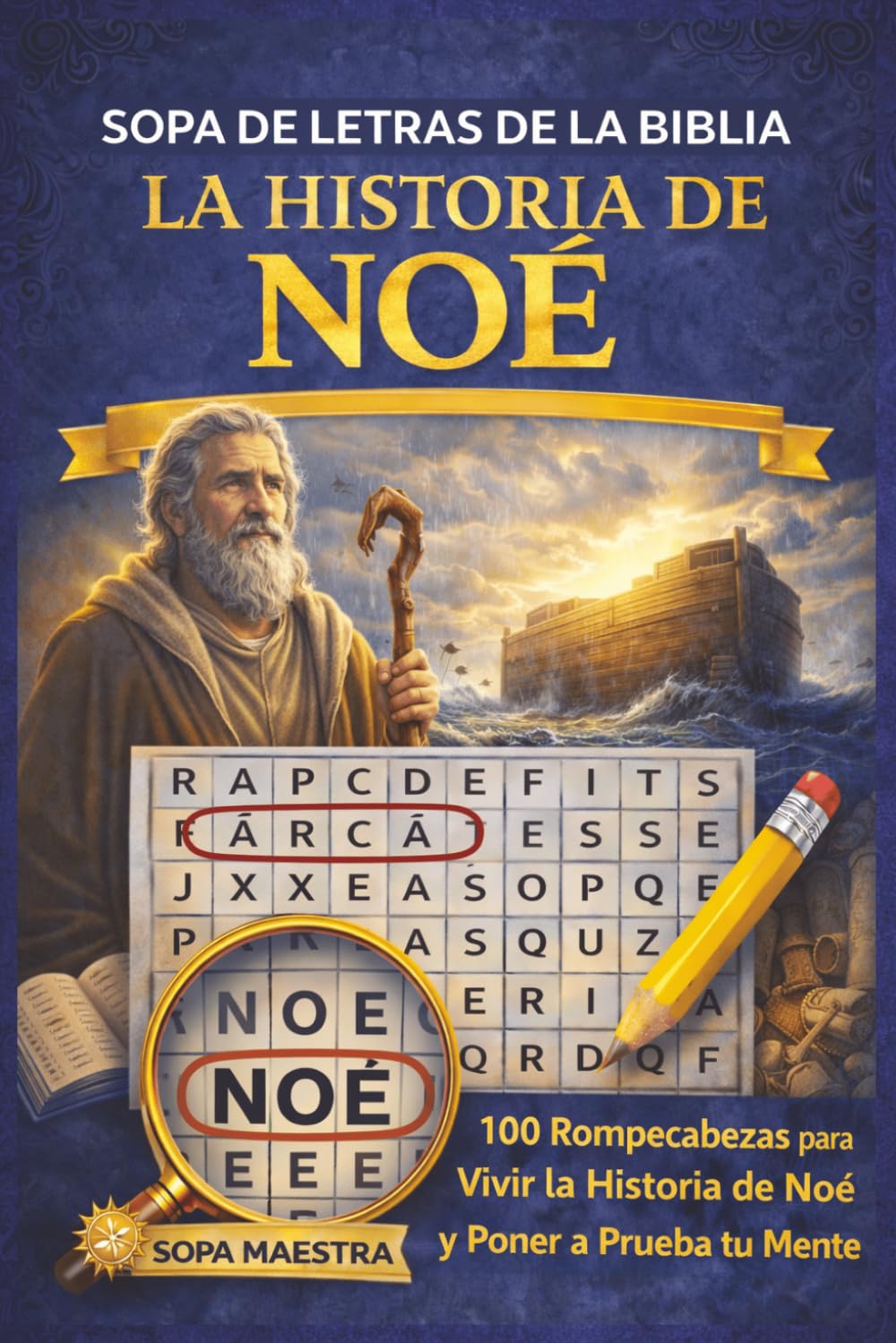 Sopa de Letras de la Biblia – La Historia de Noé: 100 Rompecabezas de Búsqueda de Palabras para Vivir la Historia de Noé y Poner a Prueba tu Mente