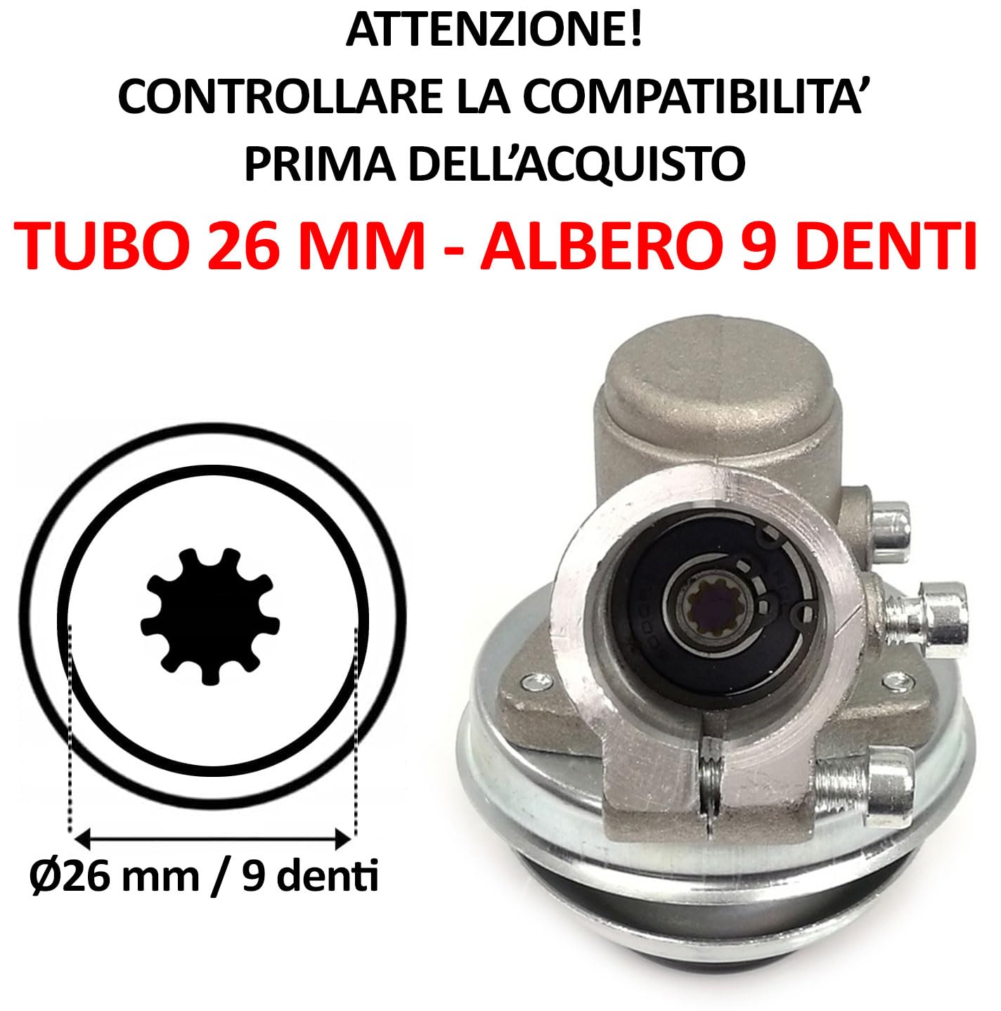 Marpol Coppia conica Testina per decespugliatore Universale Ricambio Testa Tosaerba rasaerba (9 Denti Tubo Ø26mm) - 2