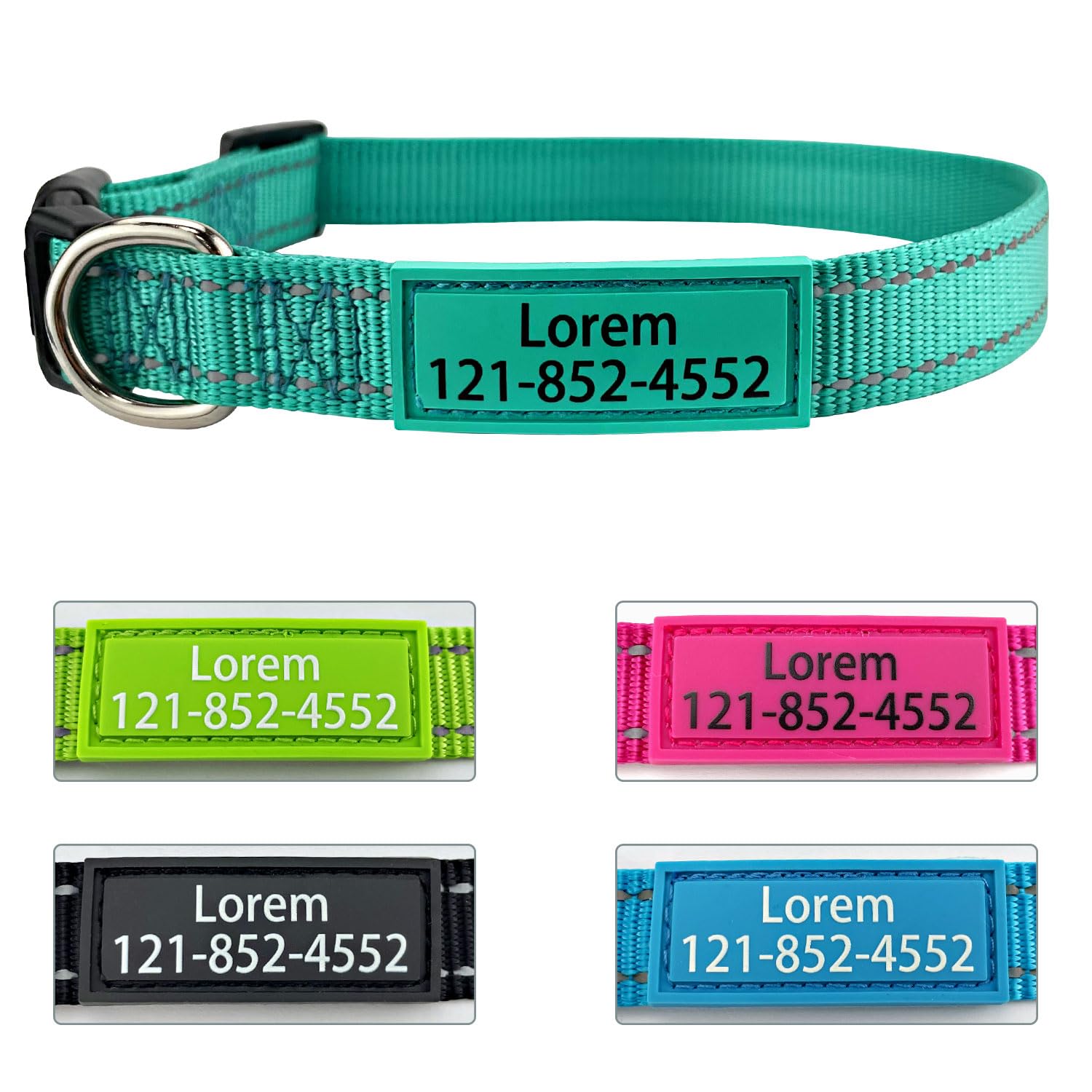 Collare Riflettente Personalizzato Per Cane – Con Targhetta Incisa A Laser, Regolabile E Morbido, Per Tutte Le Taglie (XS, M, XL)