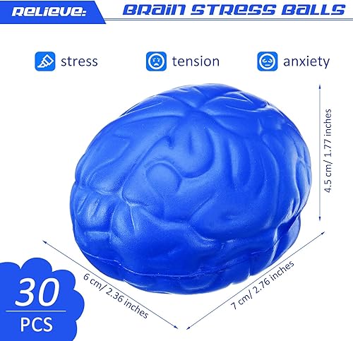 Miniatura 2 de Jenaai 30 piezas de bola de estrés cerebral de Halloween juguete para apretar de 2.76 pulgadas de poliuretano para ejercicio muscular de mano,