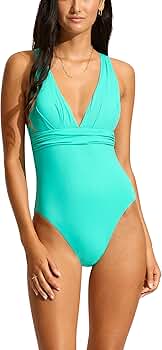 Seafolly Women's Standard Deep V Wide Strap One Piece