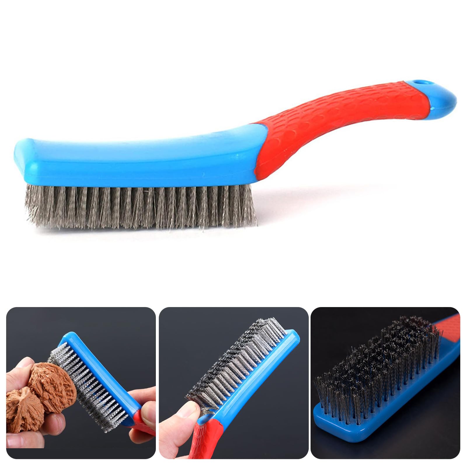 Long Lasting Steel Wire Brush with Silicone Grip Suitable for Car Wheel and Grimy Areas Kitchen and Outdoor Use