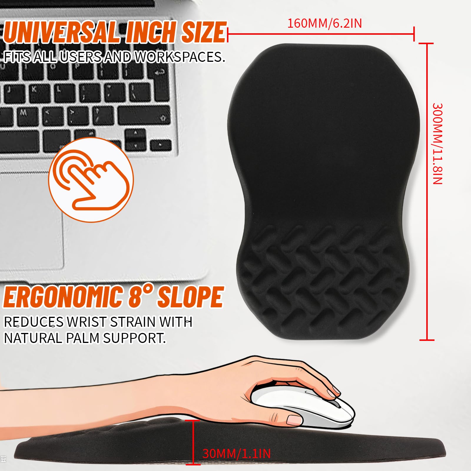 Ergonomiczna podkładka pod mysz, antypoślizgowa podstawa PU do komputera, laptopa, biura, domu