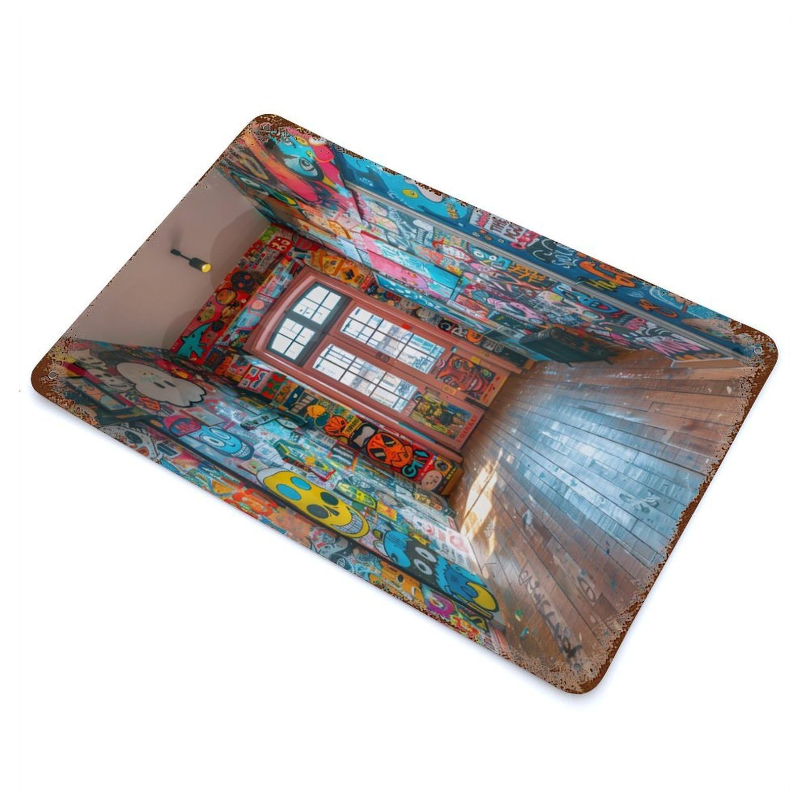 Graffiti Oasis Retro Metal Sign 11.8"x7.9", Vintage Wall Decor for Garage, Pub Or Kitchen