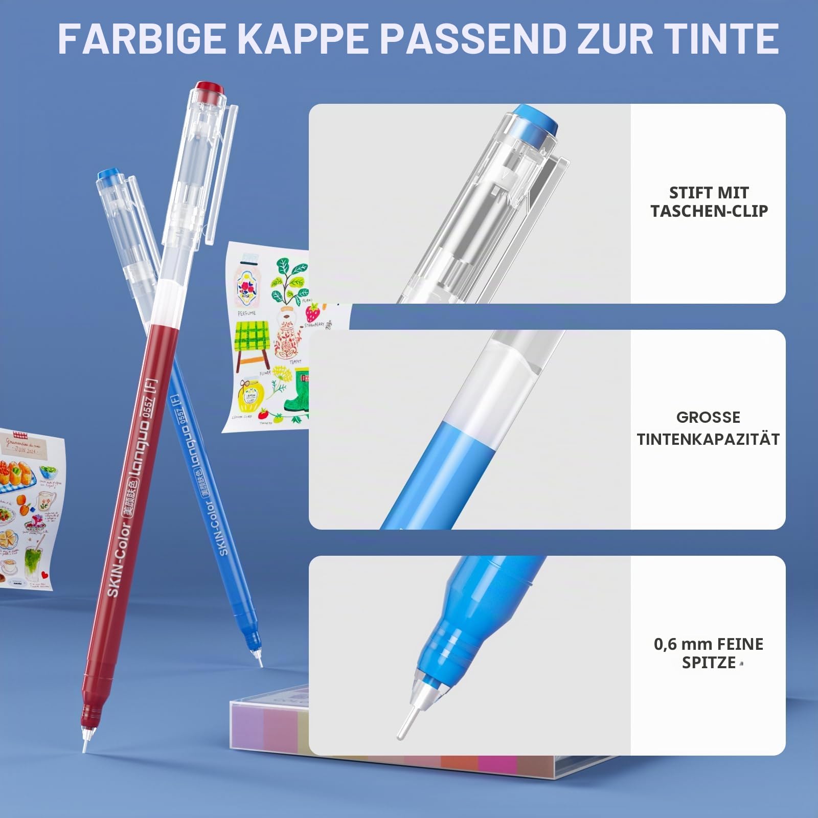 TrendGate 213 Acrylstifte Gelstifte Set, 0,6mm Feine Spitze Gelschreiber | 207 Farben (204 Farben + 3 Weiß/3 Silber/3 Gold), Gel Pen, Malen, Schreiben, Journaling, Wasserfest, Vielzahl von Oberflächen