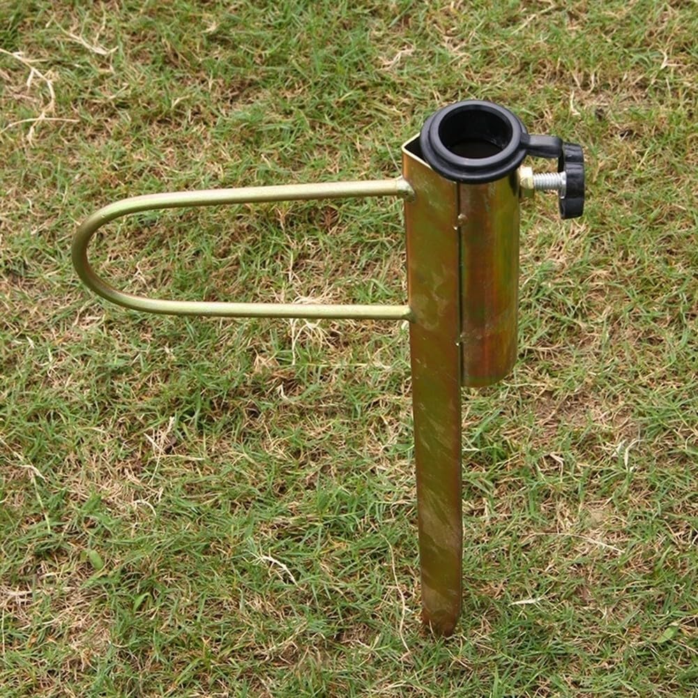 Metalowy stojak na parasole z uchwytem, 2 sztuki, na trawnik, ogród, patio, plażę, pasuje do drążków o średnicy 20-35 mm, solidne akcesorium zewnętrzne, idealne do ochrony przed słońcem