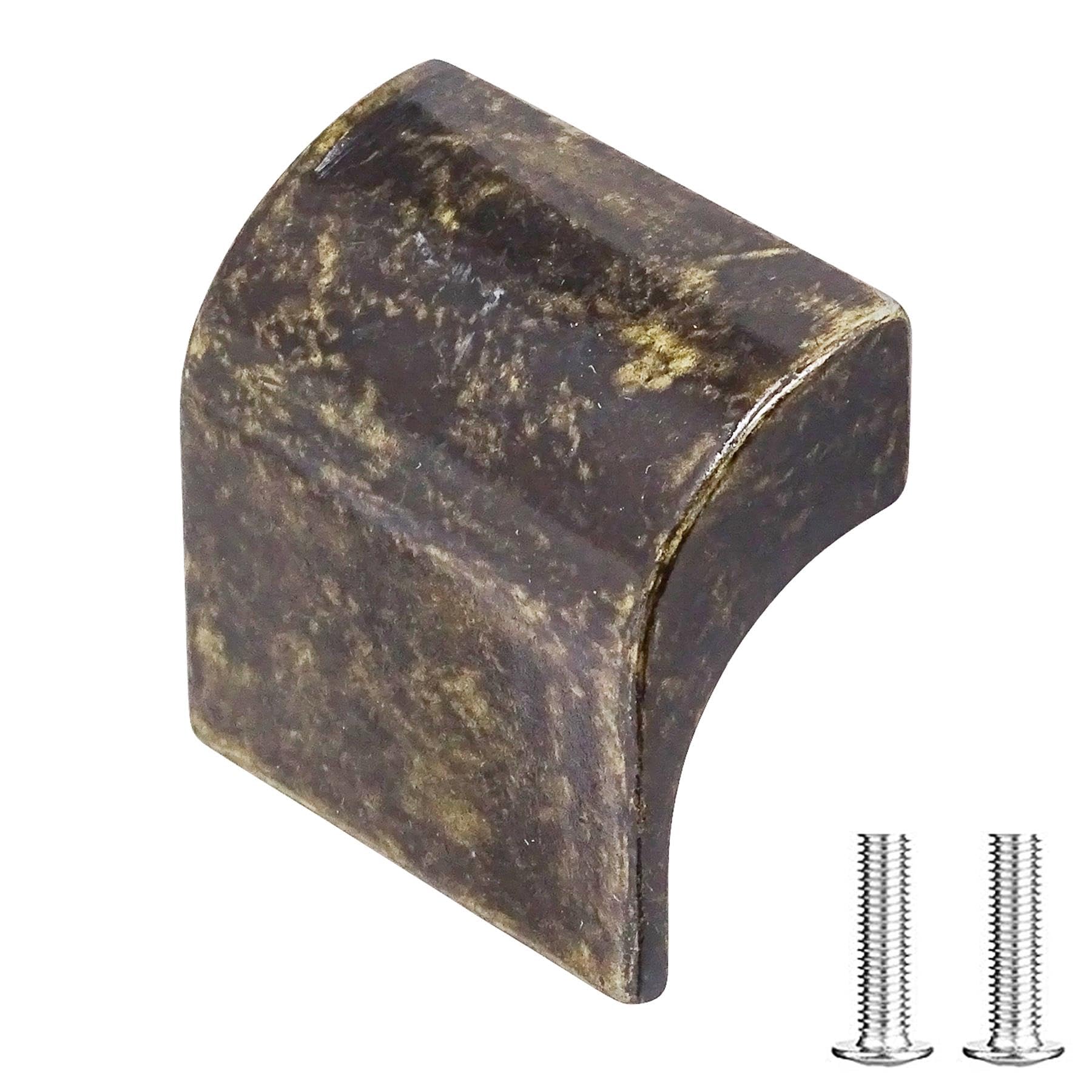 Decoranddecor Antique Brass Amory Curved Square Knob Pull Handle For Cupboard Cabinet - Zinc 32Mm Hole Centre (, 1 Pack)