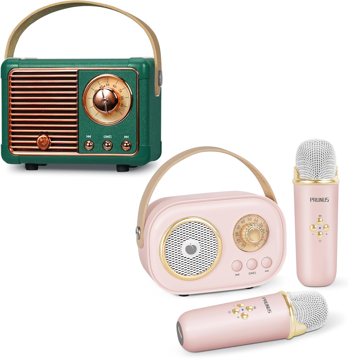 PRUNUS Mini Karaoke Machine for Kids&Adults,PRUNUS J-999 Retro Bluetooth Speaker,Vintage Decor