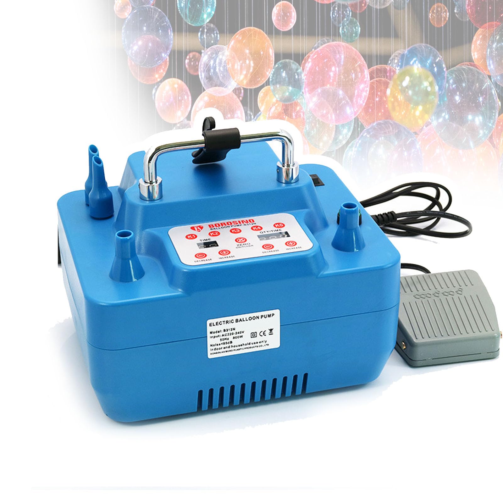 Elektryczna pompka powietrza z przenośnym uchwytem, profesjonalny nadmuchiwacz z podwójnym otworem, z cyfrowym licznikiem czasu, nadmuchiwana funkcja pamięci, nadmuchiwana w 3 sekundy, do