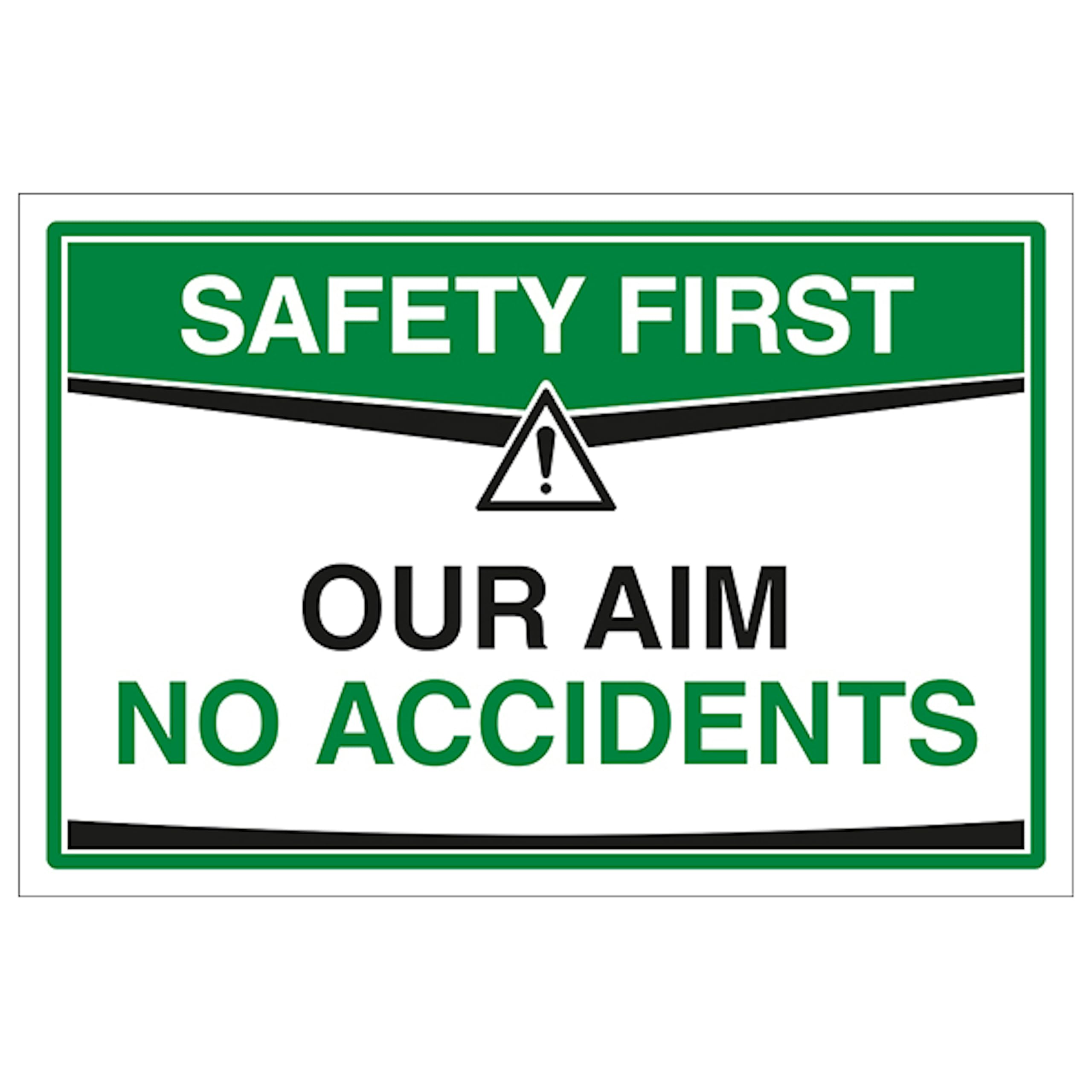 V Safety Our Aim Is No Accidents 300 x 200 mm - 2mm Super-Tough Rigid Plastic Safety Sign