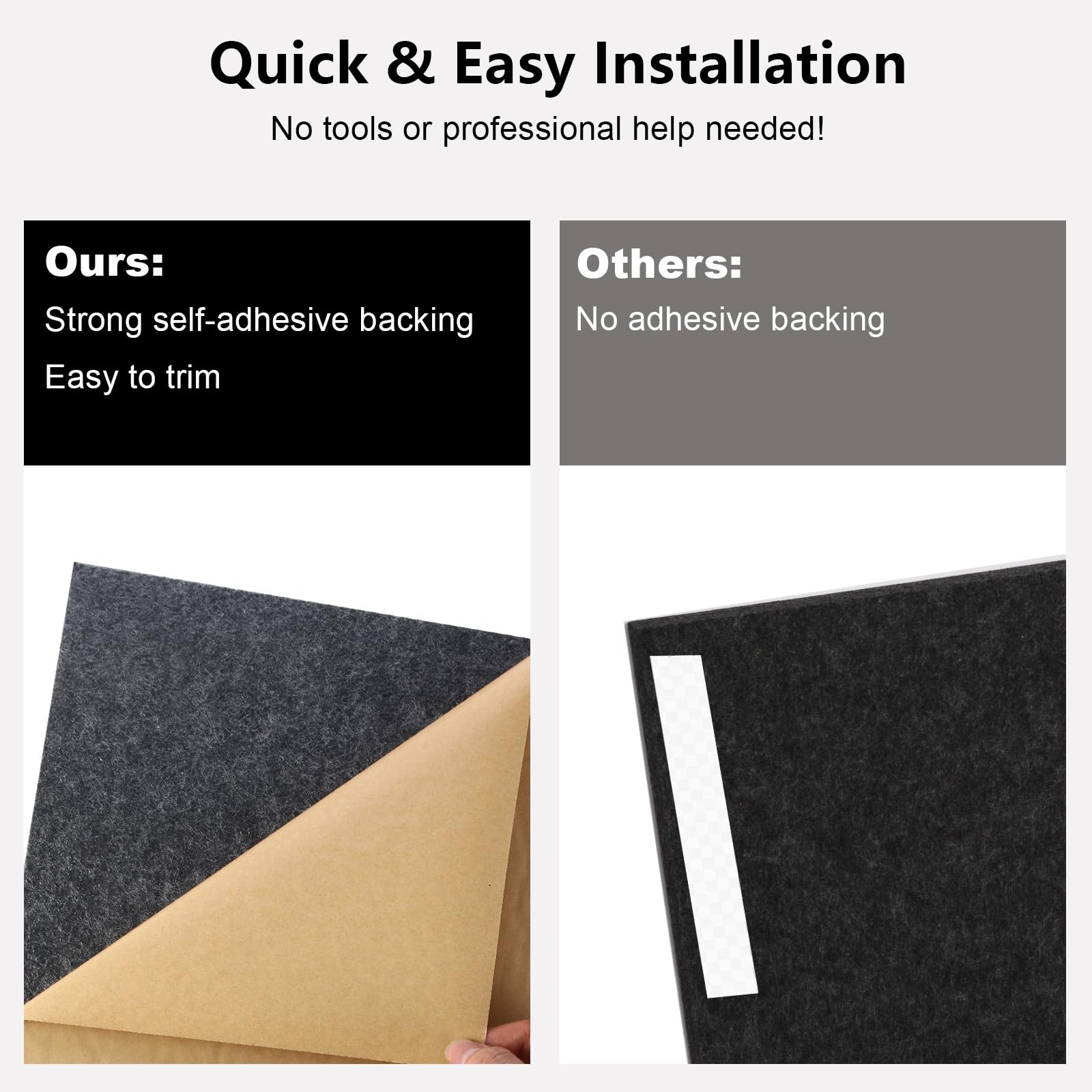 Paneles de pared acústicos autoadhesivos (gris oscuro, cuadrados, 12 unidades)