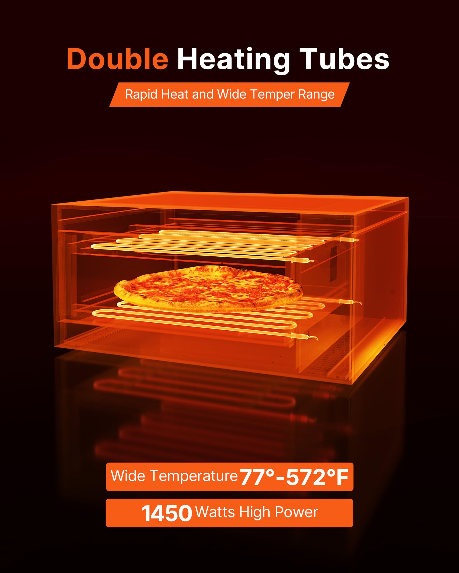 VEVOR elektrischer Pizzaofen für 305 mm Pizza 1450 W Pizzabackofen bis 300 °C, Pizzamaker mit Zeit- und Temperaturregelung, Pizzabackmaschine Pizzamaschine multifunktional Grillofen Schwarz