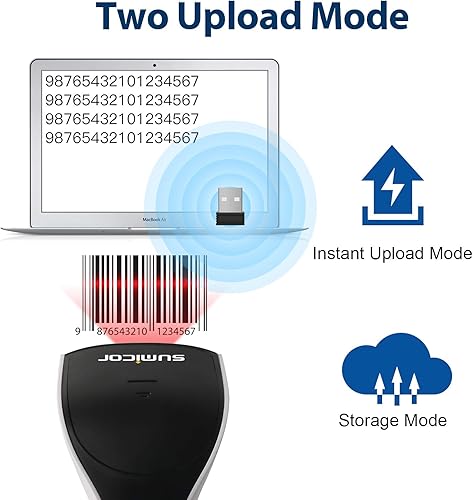 Miniatura 4 de Sumicor Escáner de código de barras 2D, escáner de código de barras de mano blanco negro 3 en 1 USB con cable y 2.4G inalámbrico y Bluetooth QR Code