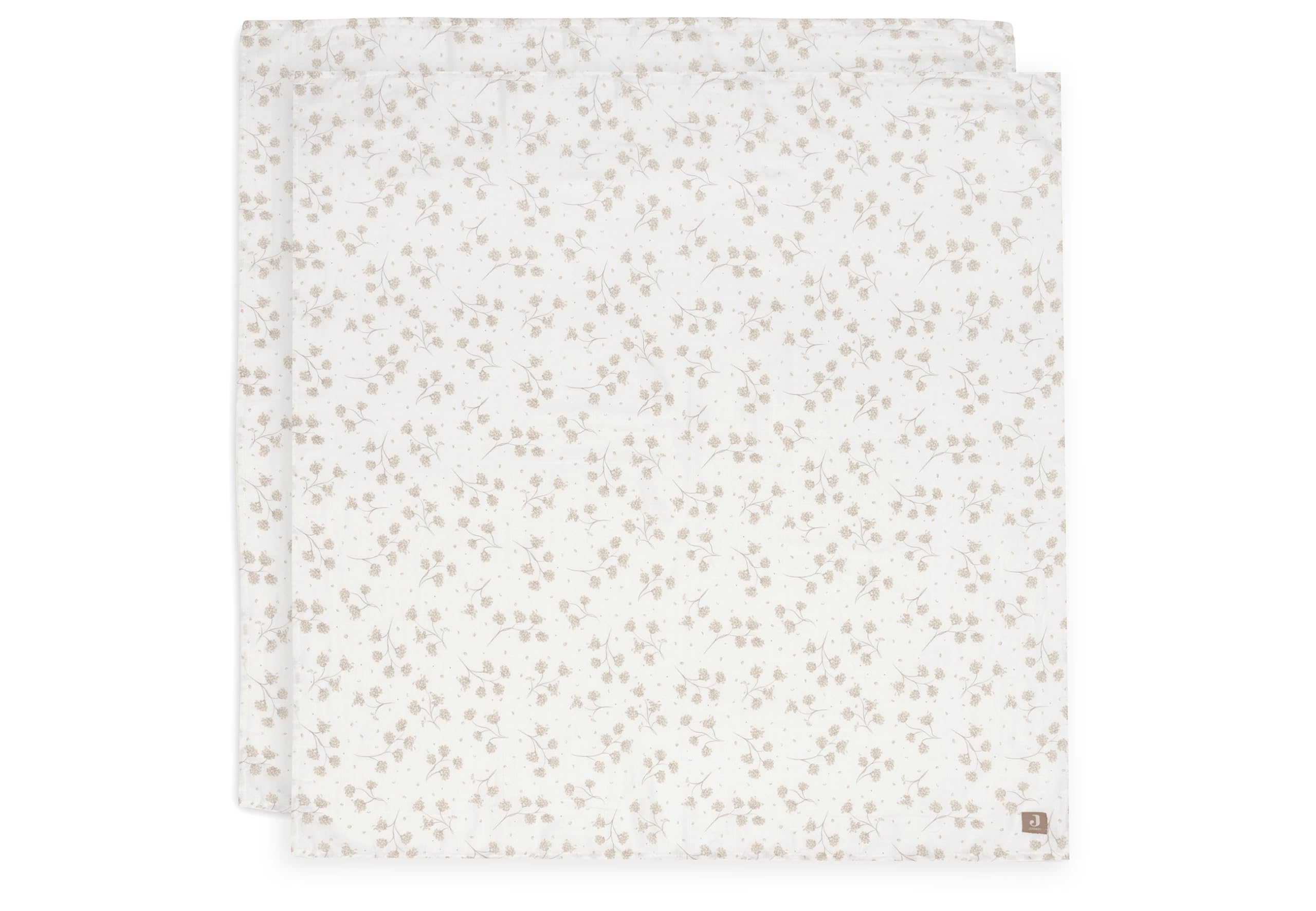 Jollein Muslin Swaddles Baby, Leafy Dreams, 2-Pack, 115x115cm, 100% Cotton, Baby Muslin Cloths, Muslin Baby Blanket