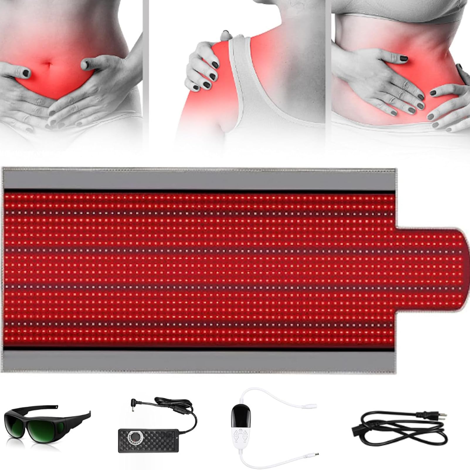 Estera de Terapia de luz roja para aliviar el Dolor de Todo el Cuerpo, 1370 Uds. Cuentas de luz roja de 660nm y 850nm, Almohadilla de Terapia de luz infrarroja cercana