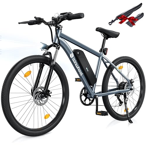 isinwheel M10 Electric Bike Adult 500W, 26" Commuting Electric Mountain Bike 20MPH Max Range 55+ Miles, Removable Battery, Professional 35-Speed, Front Fork Suspension Lightweight Electric Bicycle