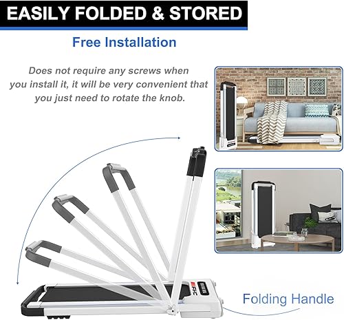 Miniatura 3 de Cinta de correr 2 en 1 para debajo del escritorio, 3.5 HP plegable para el hogar, sin instalación, máquina eléctrica compacta para correr, control