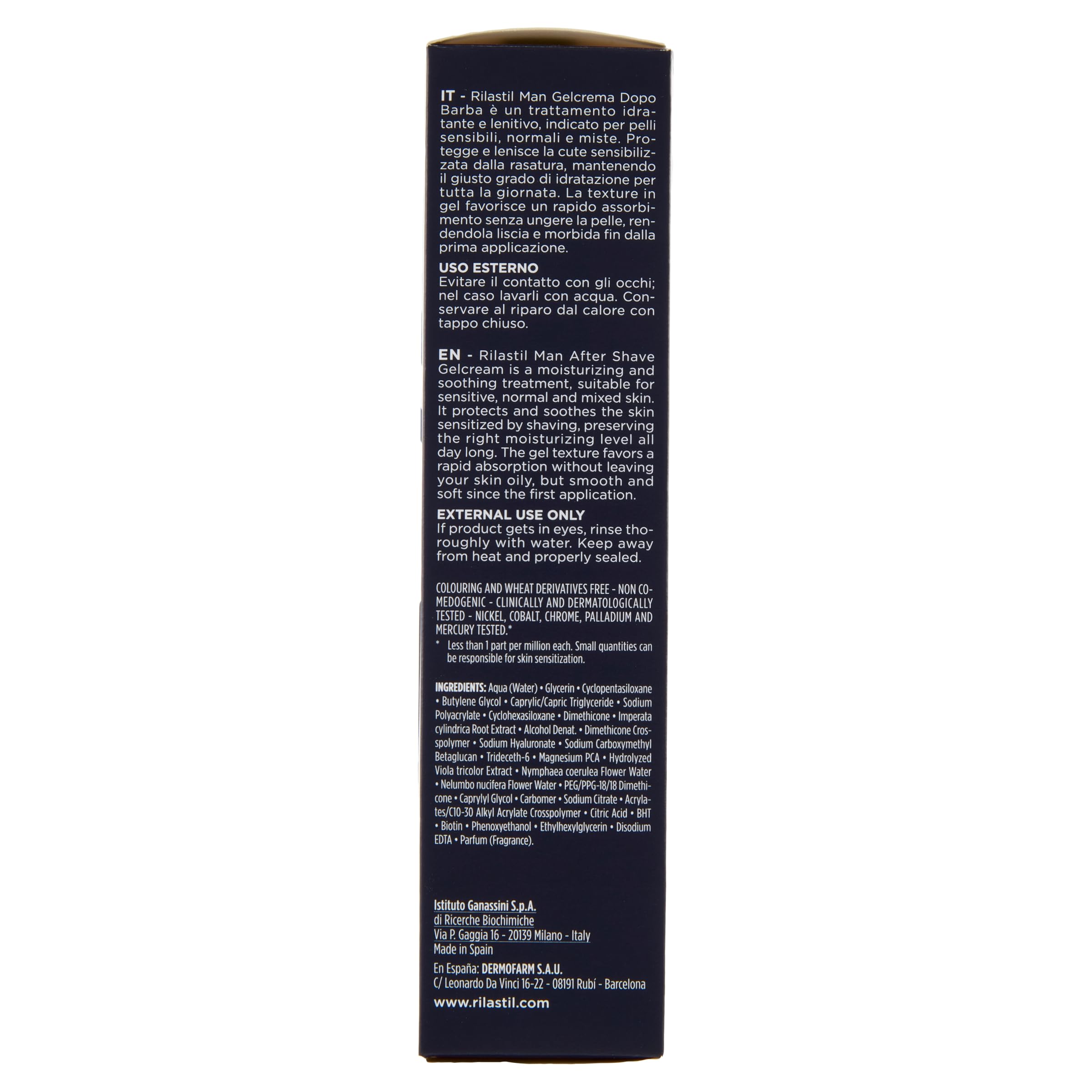Rilastil Man Gel Crema Dopobarba, Trattamento Idratante e Riequilibrante, Pelli Sensibili, Normali e Miste, Riequilibrante e Lenitivo, con Acido Ialuronico, Confezione da 75ml