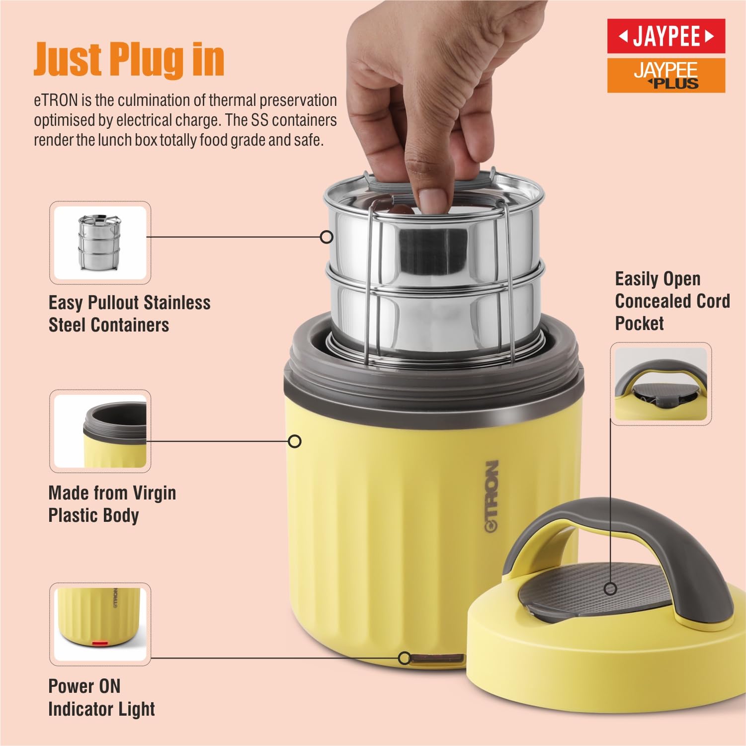 Jaypee Plus Etron: Electric Lunch Box - Hot Meals On-the-Go -4