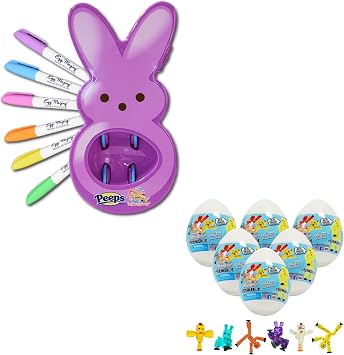 The Eggmazing Easter Egg Decorator - Peeps Bunny Purple + The EggMazing StikBot Egg 6 Eggs