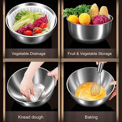 Miniatura 8 de Girador eléctrico de ensalada, 4.8L de gran capacidad, giratorio de lechuga de acero inoxidable, rotador de ensalada, secadora de verduras, lavadora