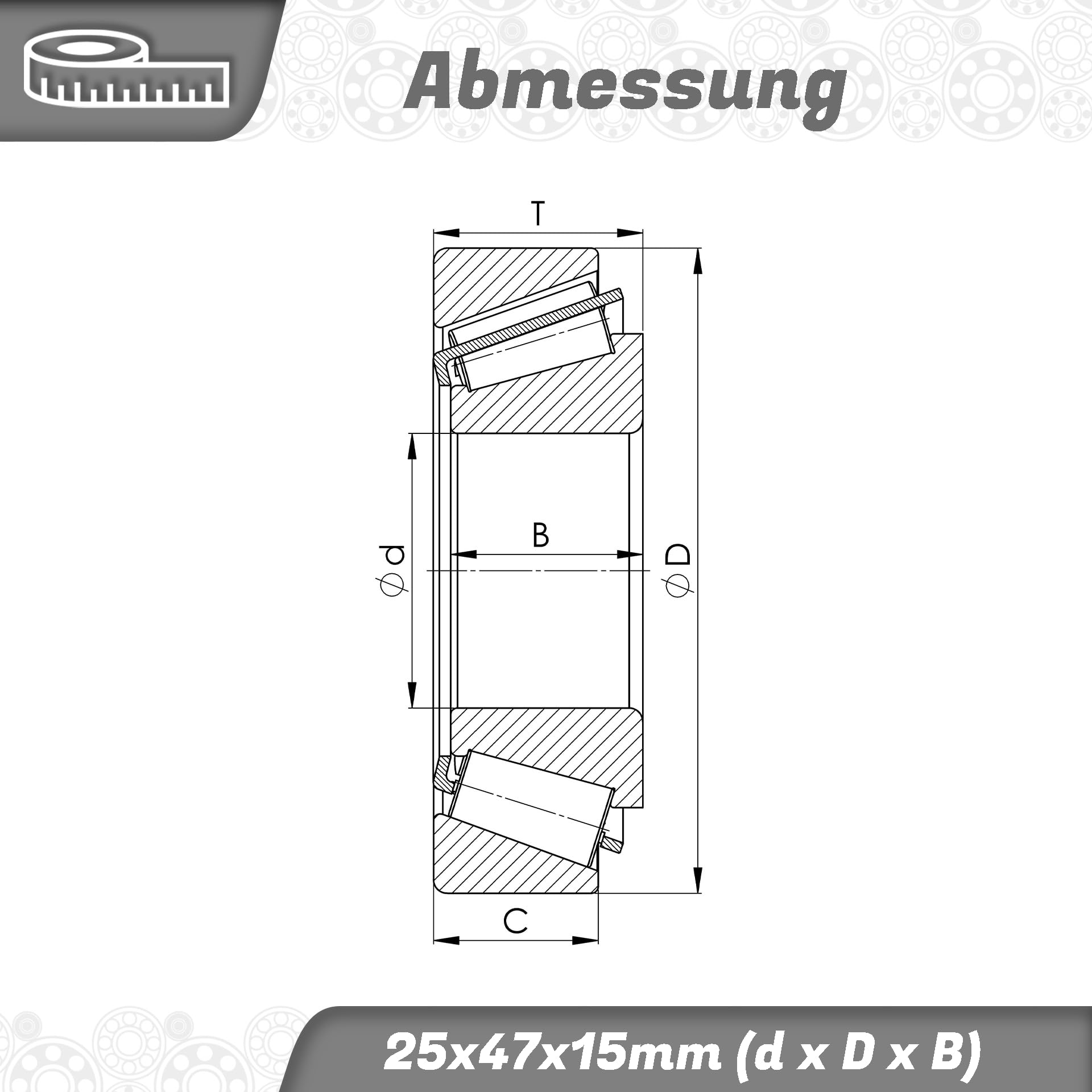 Kegelrollenlager 32005 – 25x47x15 Mm, Für Hohe L Produktbild-Vorschau 2