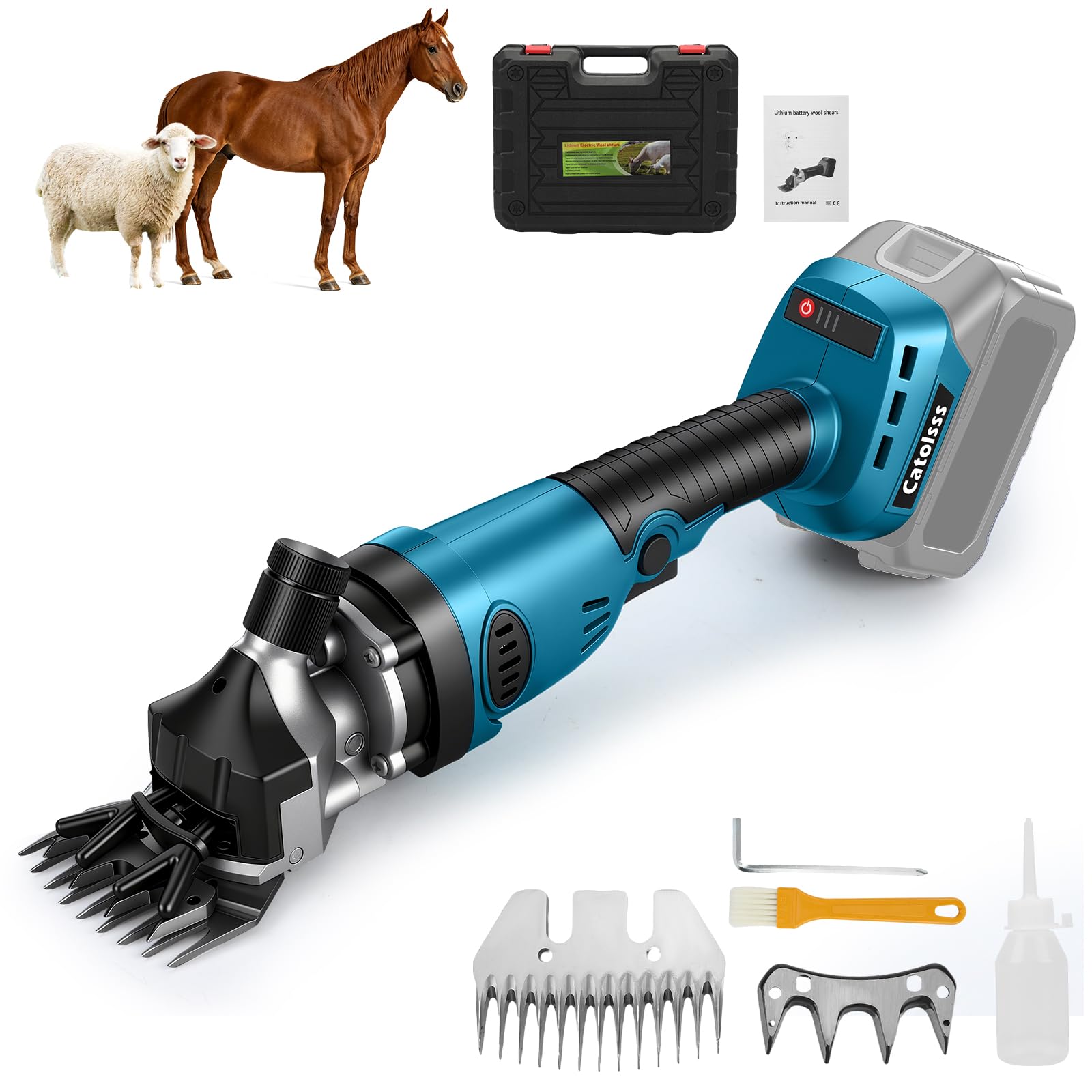 Forbici a batteria per Makita 18 V, senza spazzole, 850 W, 2800 giri/min, 3 marce, forbici per lana per rasatura di lana di pecore, capre e bovini sporchi (senza batteria)