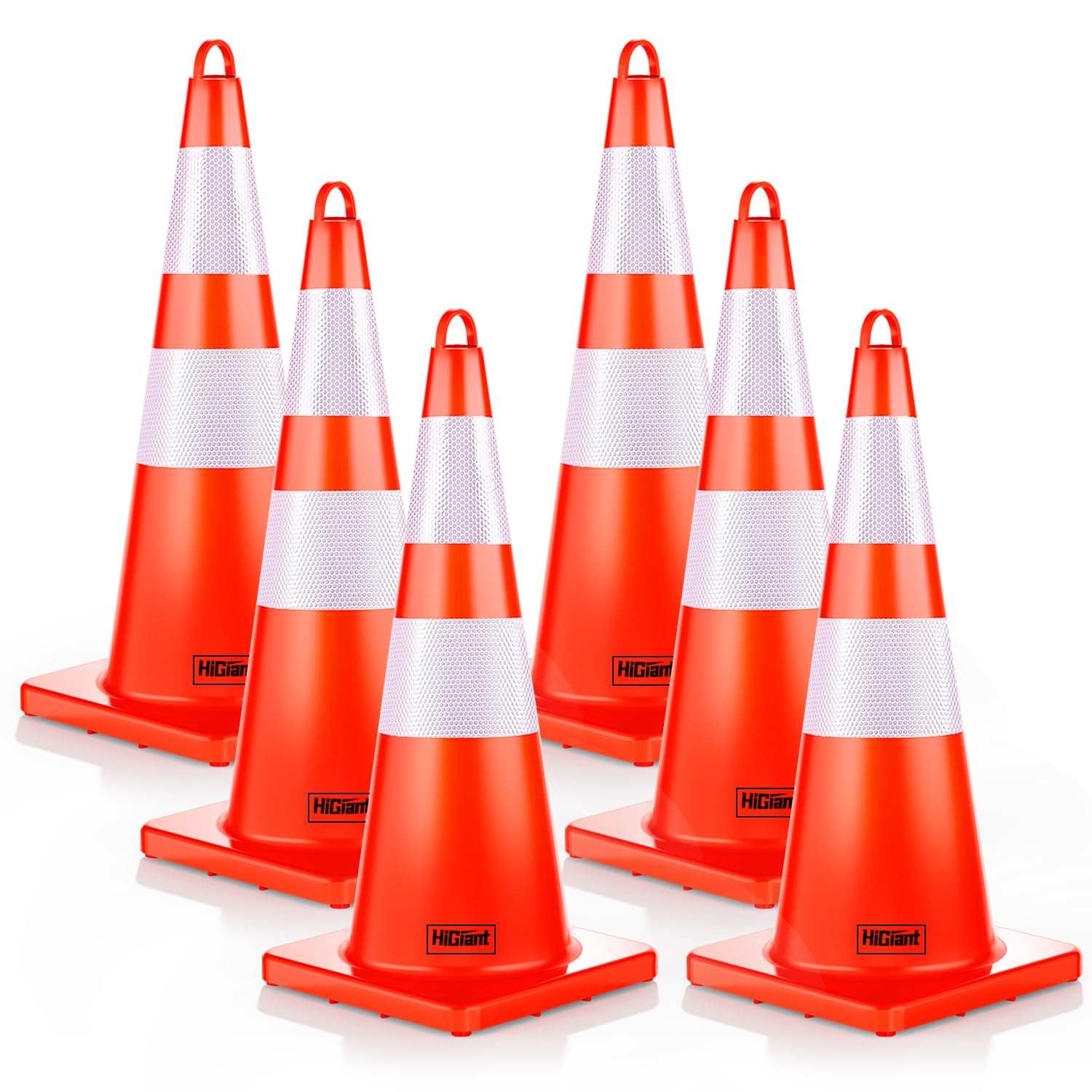 [6 Pack] HiGiant 28 inch Traffic Safety Cones with Reflective Collars, Sturdy Orange PVC Cones for Road Safety, Parking lot and Driving Training (B0BHWJ5S87) Amazon Price History, Amazon Price Tracker