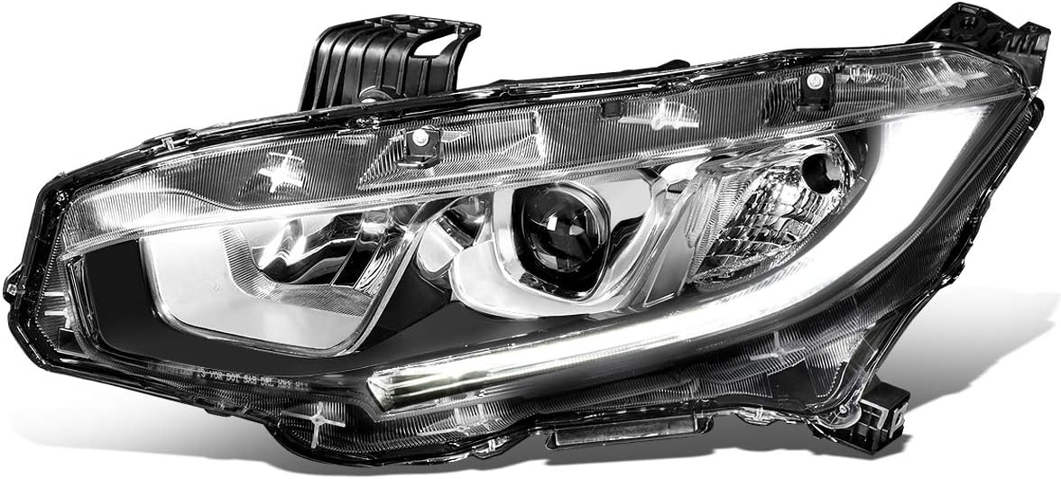 Auto Dynasty Projector Headlight Assembly Compatible with 2016-2020 Honda Civic, Factory Style Headlamp Replacement, Driver Left Side, Black Housing Clear Corner, HO2502173