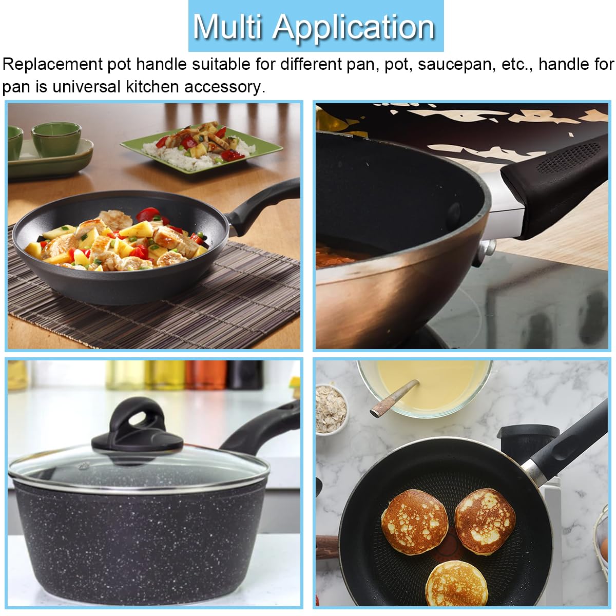 Manico per Pentola in Bachelite a Prova di Scottatura, Rimovibile con Cacciavite a Vite, Lungo per Padelle - Accessori da Cucina (2 Pezzi)