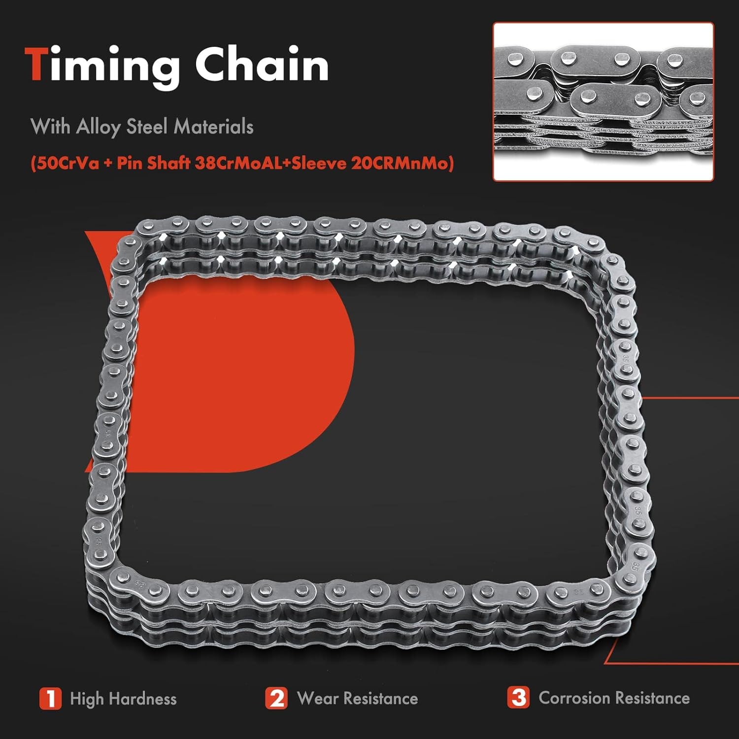 A-Premium Engine Timing Chain Kit W/Sprocket [fits OHV, 8Cyl 5.0L 5.8L] Compatible with Ford E-150 E-250 E-350 Econoline Club Wagon, F-150, F-250, Mustang & Mercury Grand Marquis & Lincoln & More