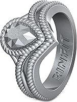 Vista 18 de Rinfit - Anillos de silicona para mujer - Anillo de compromiso en forma de pera de silicona - Alianzas de boda de goma para mujer - Diseño patentado