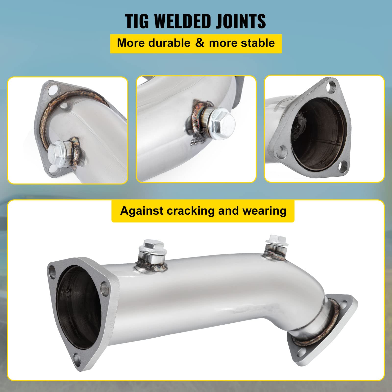 VEVOR Hochleistungs-Downpipe Auspuff-Konverter-Rohr Passend für 97-05 Audi A4 B5 B6/Passat 1.8T, bis zu 10-15 PS, turboaufgeladene 1.8L/1.8T I4 DOHC-Motoren