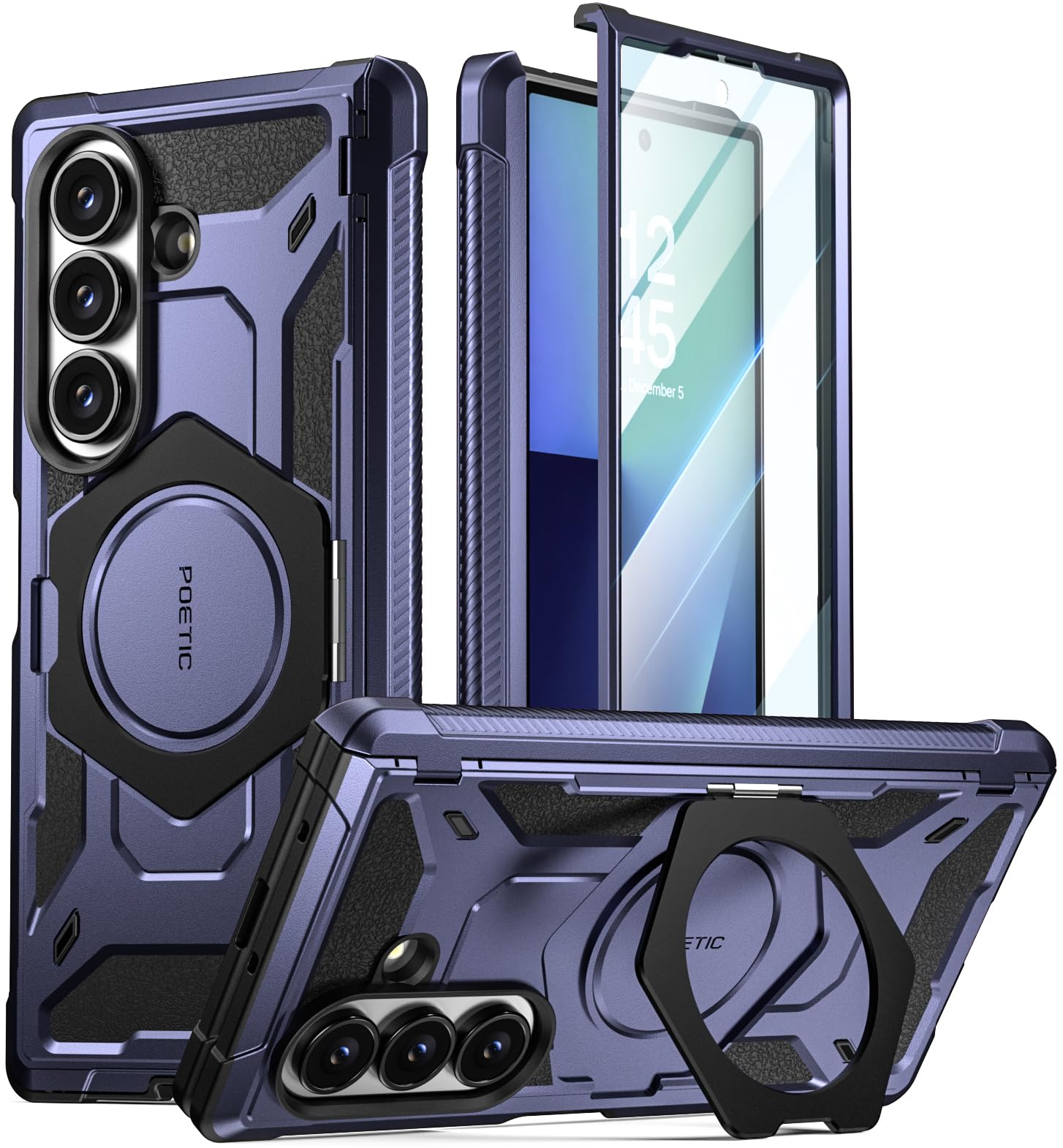 Poetic Spartan for Samsung Galaxy Z Fold 7 Case, [Hinge Protection][Magnetic Ring Adjustable Stand][Built-in Screen Protector][Compatible with MagSafe