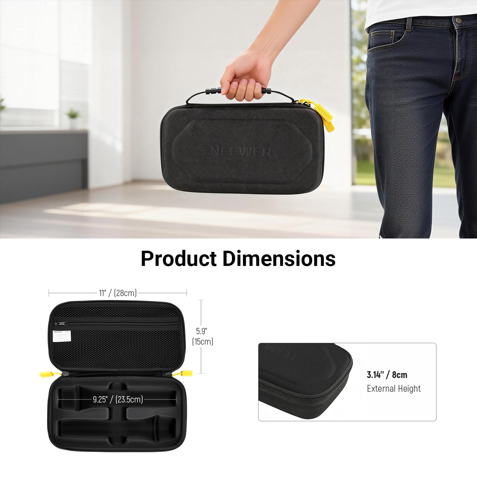 NEEWER Wireless Microphone Case Compatible with JBL PartyBox Dual Mic System, Estuche Rígido Viaje Travel Carrying Bag para Cantar Karaoke, para Receptores, Baterías, Adaptadores, Cables y Más, PD033