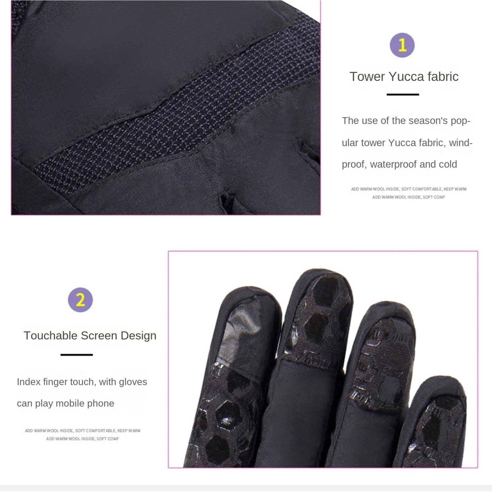 Guantes Running Guantes impermeables con pantalla táctil, guantes cálidos for montar en bicicleta y motocicleta Guantes Deporte Hombre
