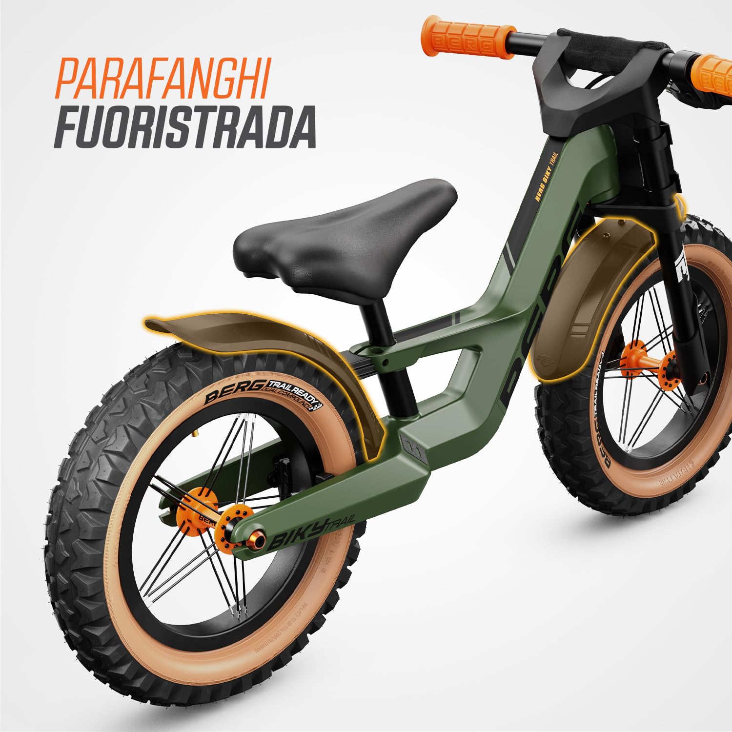 BERG Biky Cross - Bicicletta da 12 pollici, per ragazzi e ragazze dai 2 anni in su, con freno a mano, pneumatici ad aria, sella regolabile in altezza e telaio leggero in magnesio
