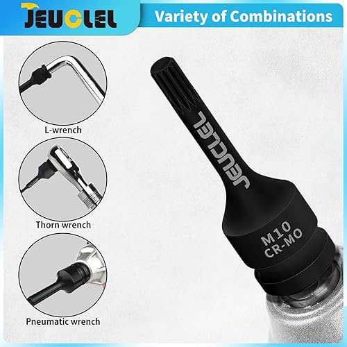Miniatura 3 de M10 Triple Square Impact Spline Bit Socket, 0.394 in métrico 12-Inch Impact Drive Triple Square Socket, Cr-Mo Acero Alargar Destornillador Adaptador
