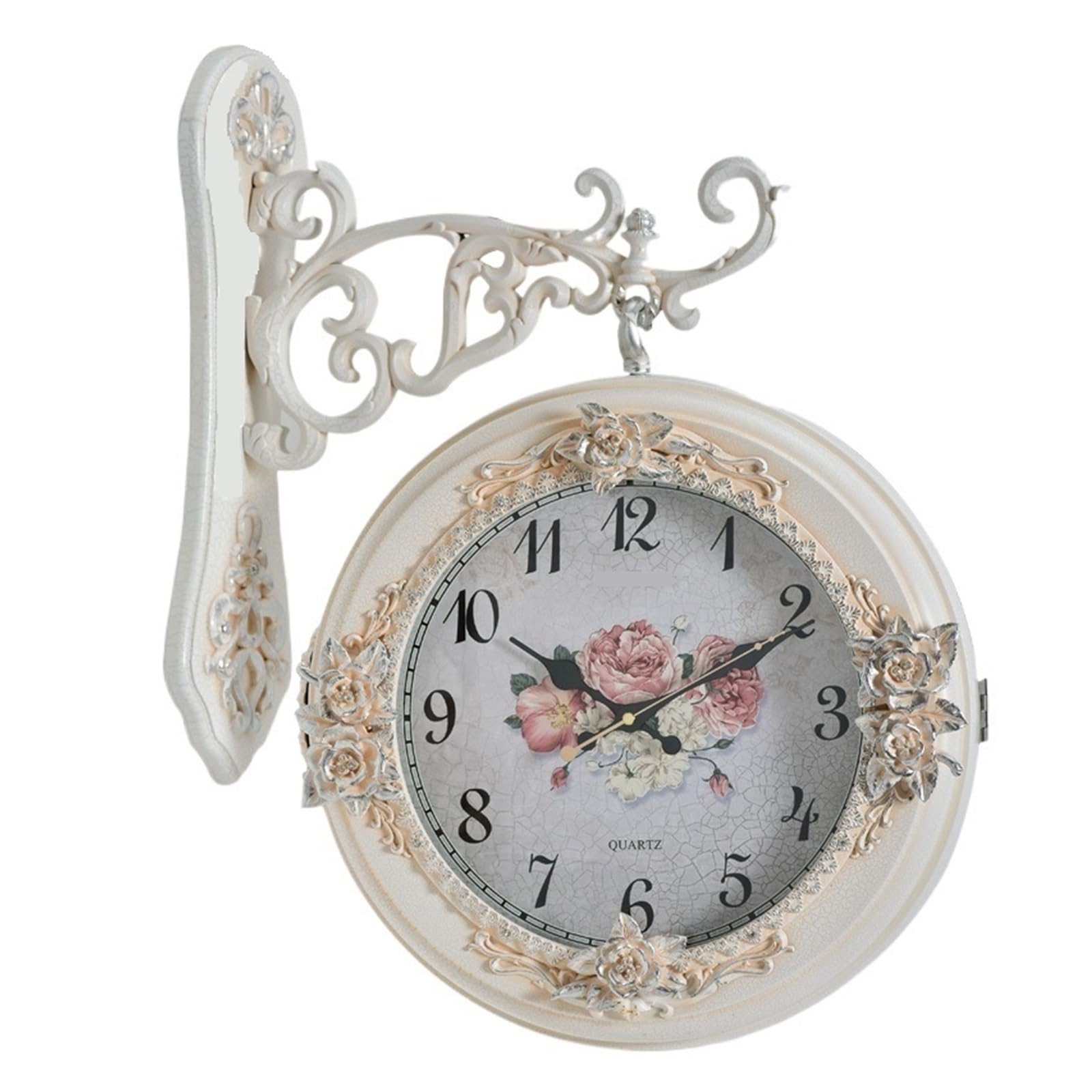 Reloj De Pared Lateral Doble, Relojes Elegantes Cuarzo Digital, Diseño Decorativo For Sala Estar, Decoración del Hogar Preciso Y Silencioso(Large White)