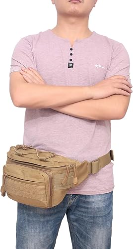 Miniatura 10 de Cangurera táctica militar, bolsa de cintura con correa ajustable para acampar, senderismo, caza