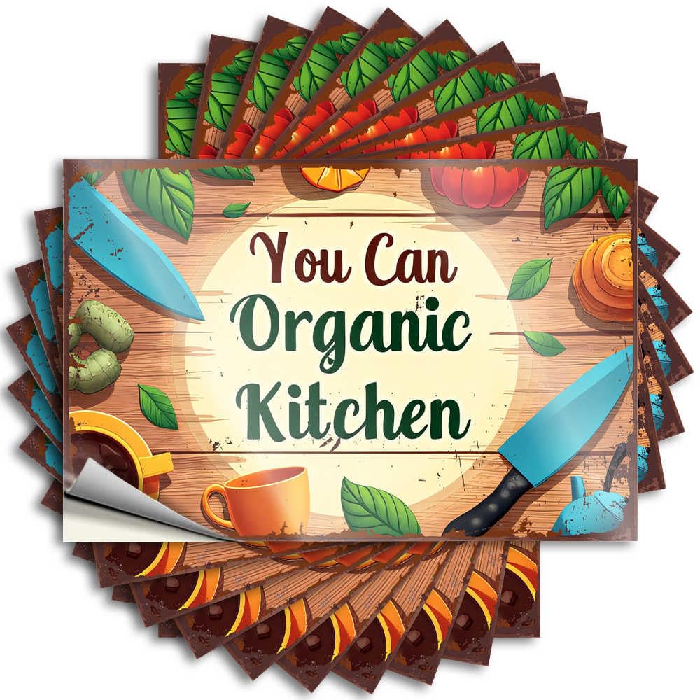 Outdoor Farmhouse Decor Cover Sticker - Organic Kitchen: Cooking with Fresh, Healthy Ingredients Love Durable Sticker Easy Apply for Double Decor(6X9CM)