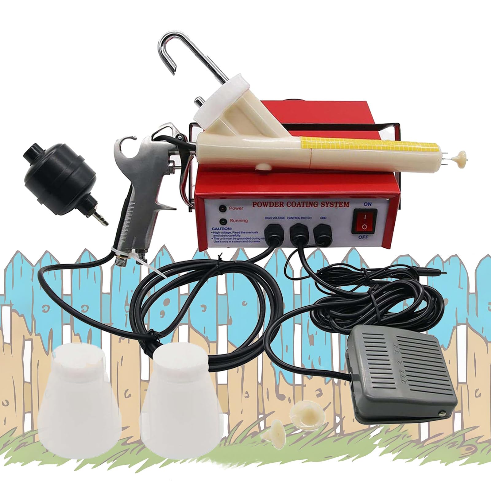 YXYLJOZ Electric Air Spraying Machine,Powder Coating Gun, Electrostatic Powder Coating Systems, Powder Coat Machine with Spray Gun, Foot Switch, Power Source