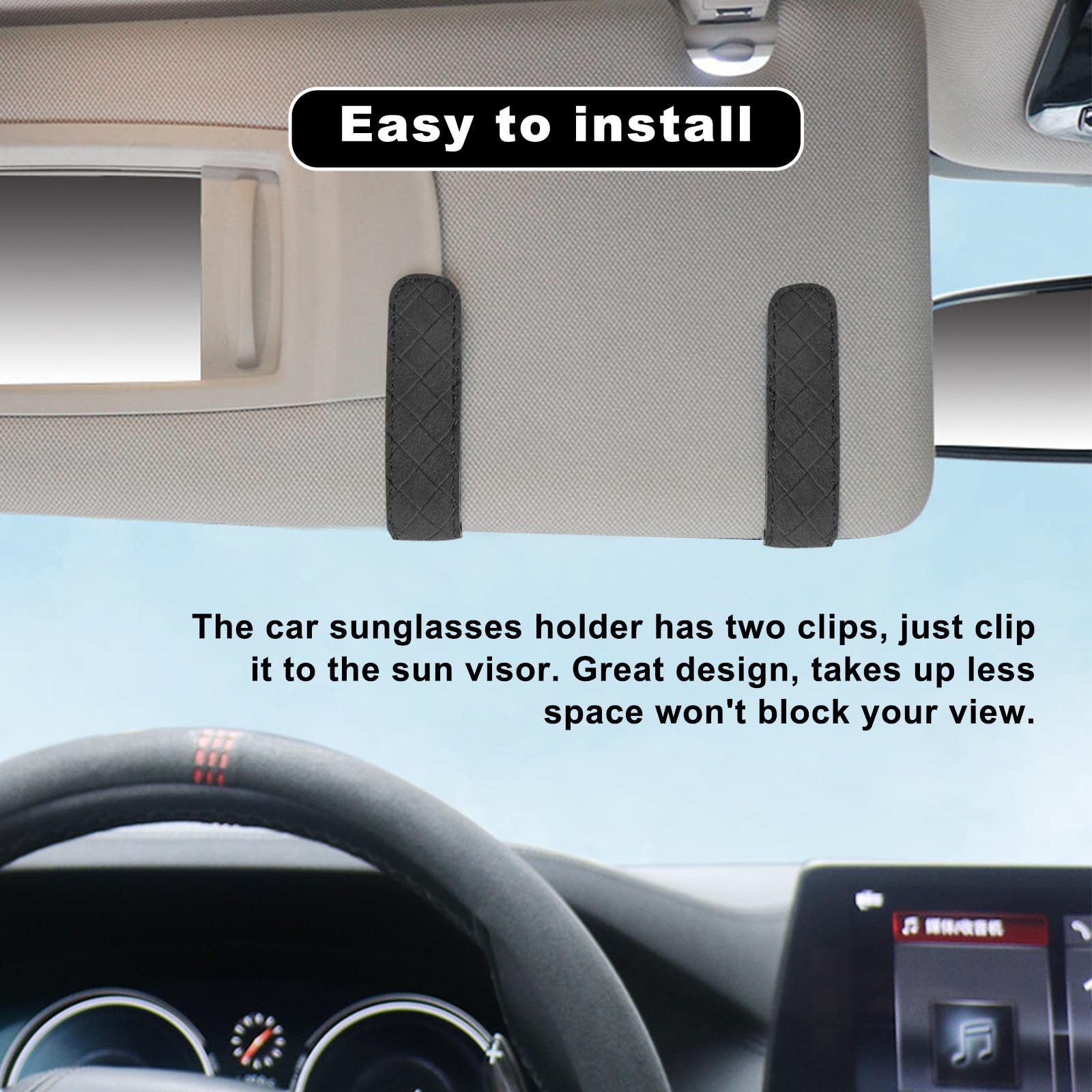 Soporte para gafas de sol para visera de coche, funda de cuero suave con clips magnéticos, soporte para gafas de sol de coche