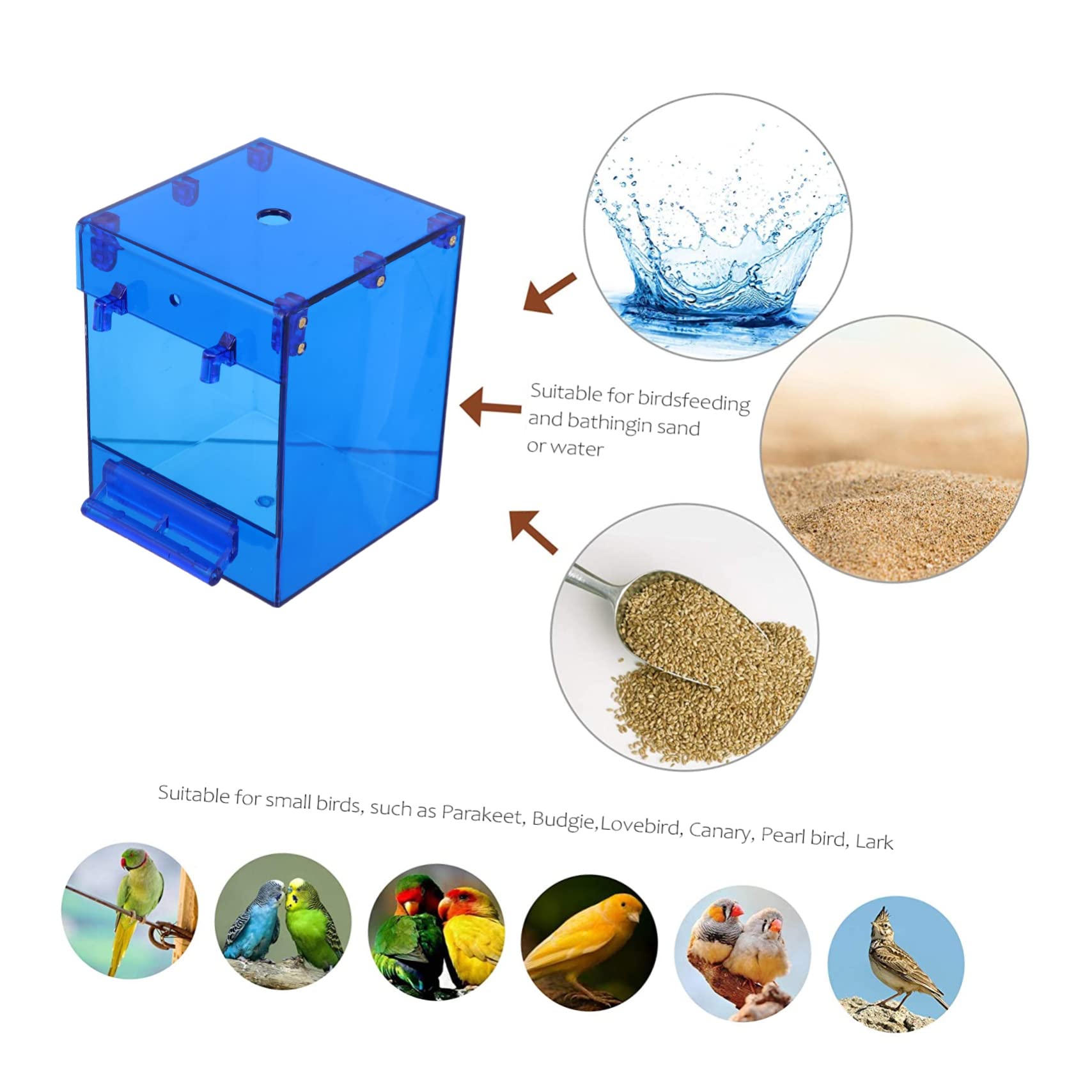 Toyvian Hanging Shower Box for Parrots and Birds Transparent Design Material for Cage Use for Water and Baths