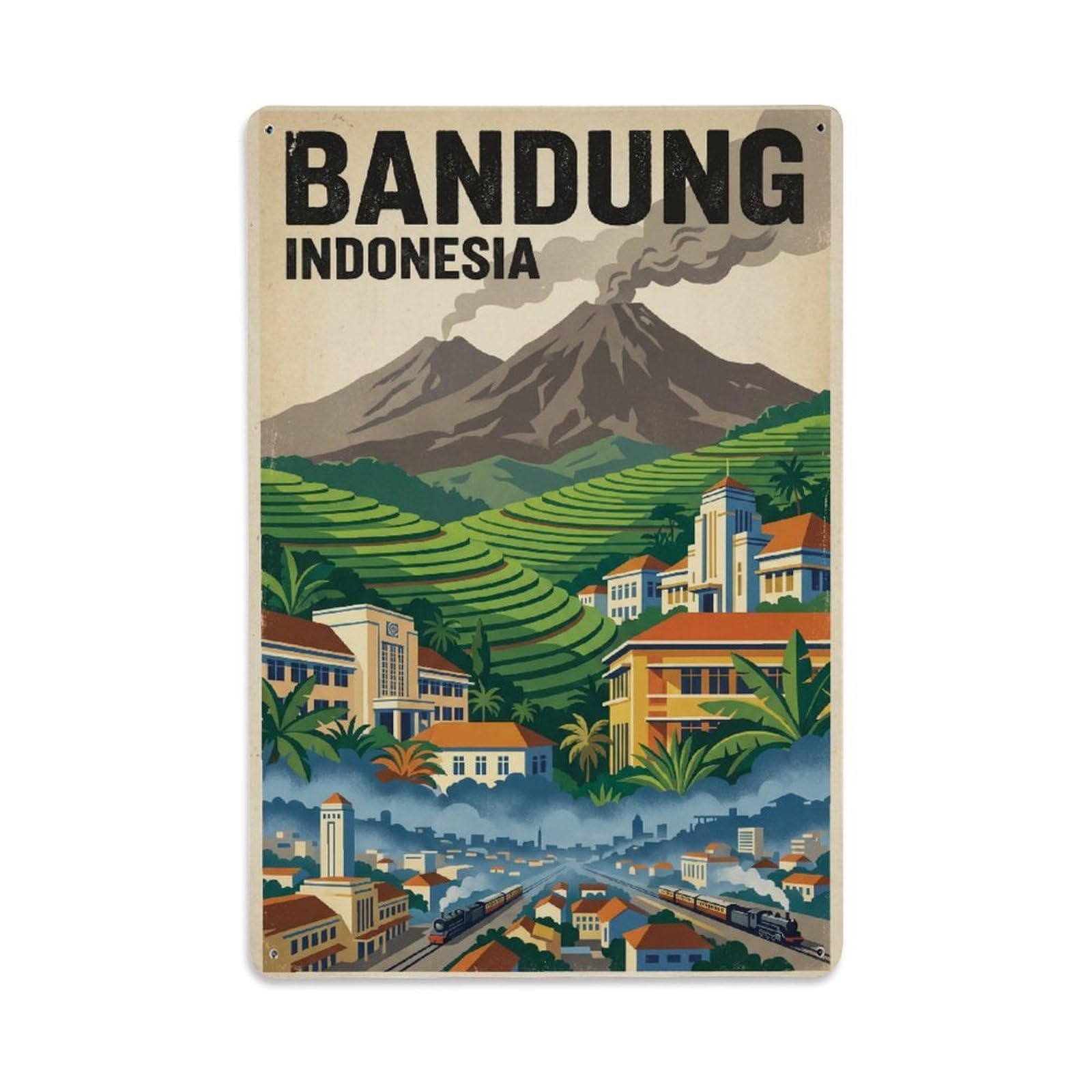 Metal Tin Sign Indonesia Bandung Travel Retro